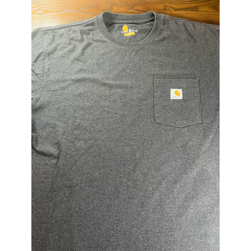 Carhartt Shirt Men's K87 XL Gray Logo Original Fit Short Sleeve Pocket Tee